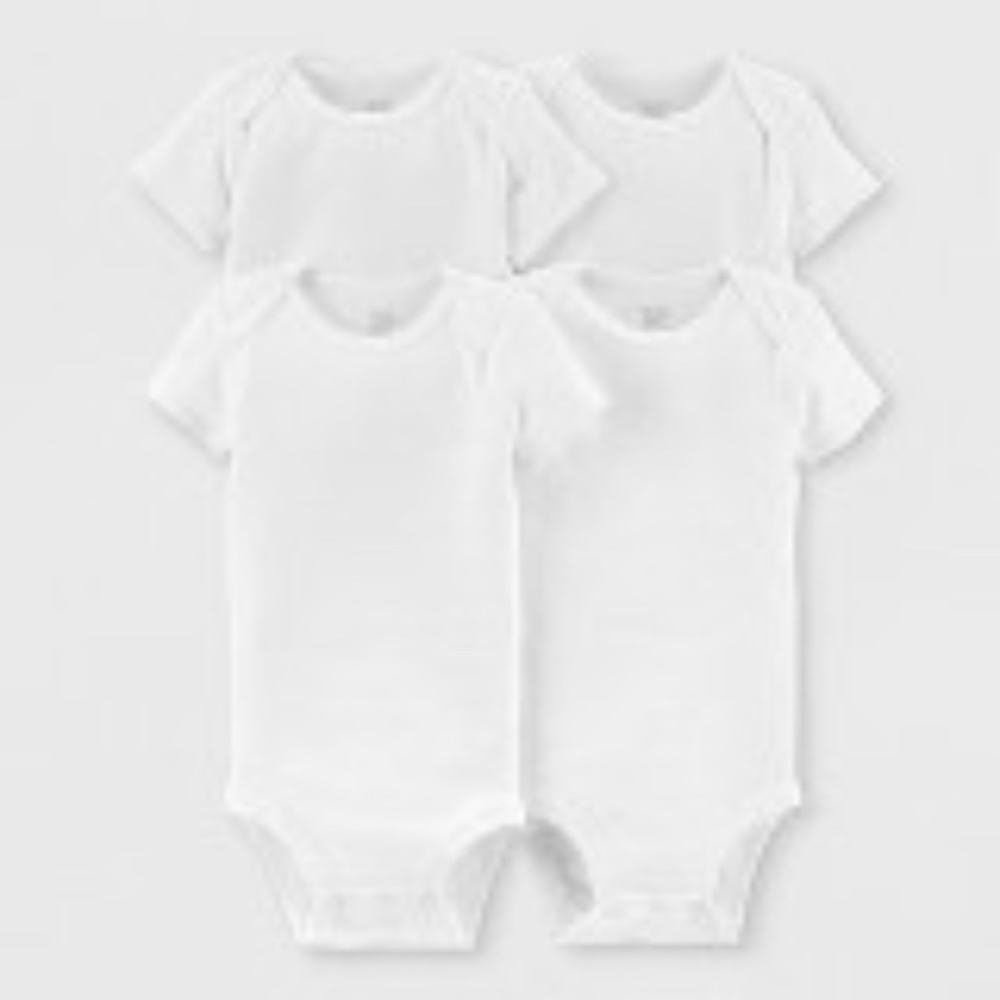 Carter's Baby 3 Months 4pk Short Sleeve Bodysuit White 3M Cotton